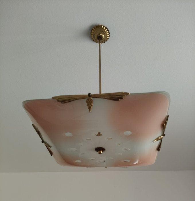 Lustre - verre et laiton, Antiquités & Art, Art | Objets design