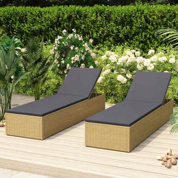 vidaXL Ligbed poly rattan bruin en donkergrijs, Jardin & Terrasse, Chaises longues, Verzenden