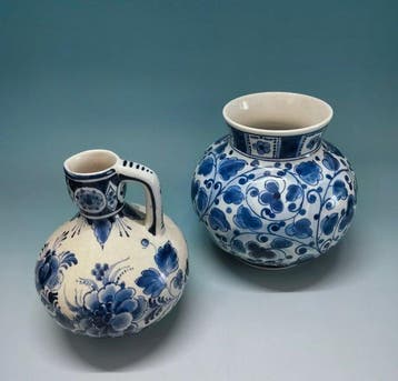 Royal Delft - De Porceleyne Fles - Vaas - Bolvaas + Kannetje