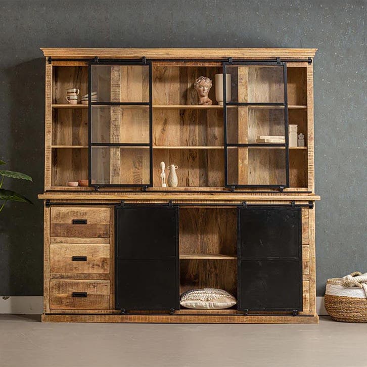 Buffetkast Mangohout Milan 260 Recht, Huis en Inrichting, Kasten | Buffetkasten, Nieuw, Overige houtsoorten, Verzenden