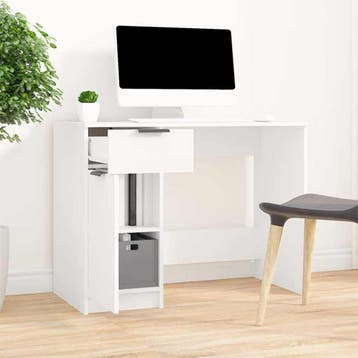 vidaXL Bureau 100x50x75 cm bewerkt hout wit, Verzenden, Nieuw