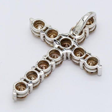 Pendentif en forme de croix - 14 carats Or blanc - 1.65ct.
