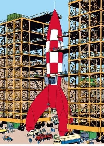 Kuifje Plastieken Map A4 Raket naar de Maan 1, Ophalen of Verzenden, Nieuw