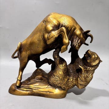 Beeld, Touro e Urso - 19 cm - Messing