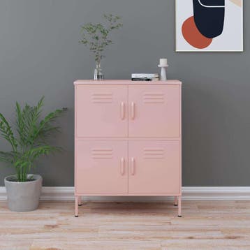 vidaXL Opbergkast 80x35x101,5 cm staal roze, Verzenden
