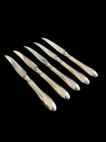 Set of five Sterling knives - Fruitmes - .925 zilver -, Antiek en Kunst
