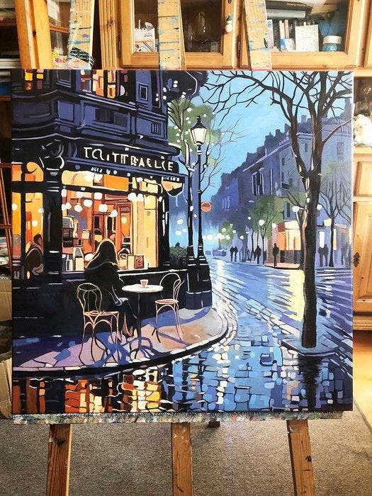 Bondero - Evening Lights of Montmartre, Antiquités & Art, Art | Peinture | Moderne