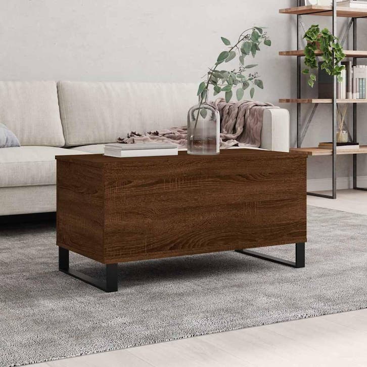 vidaXL Salontafel 90x44,5x45 cm bewerkt hout bruin, Maison & Meubles, Tables | Tables de salon, Envoi