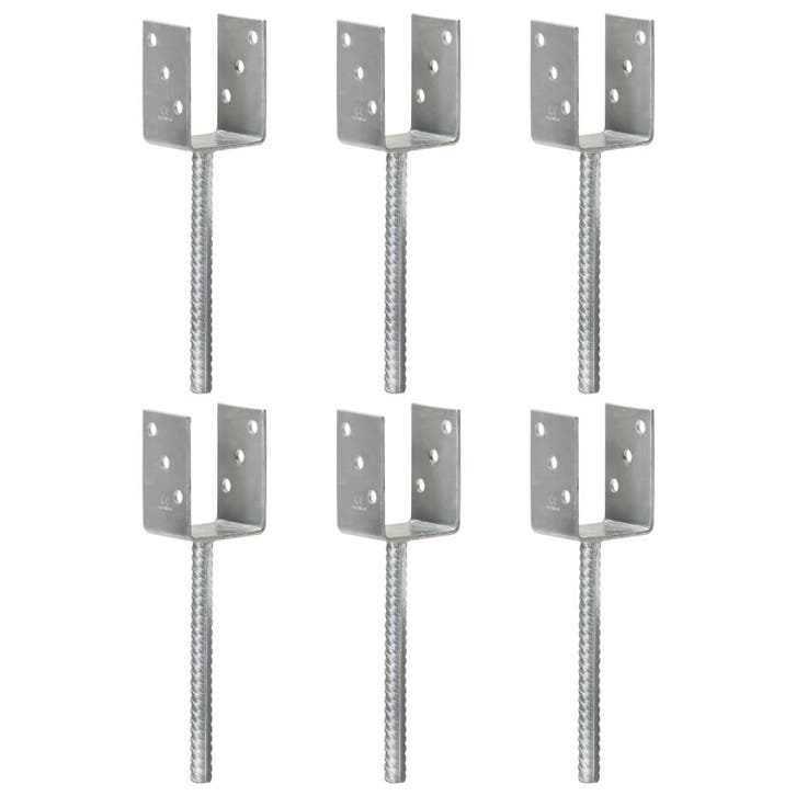 vidaXL Grondankers 6 st 7x6x30 cm gegalvaniseerd staal, Caravanes & Camping, Accessoires de camping, Envoi