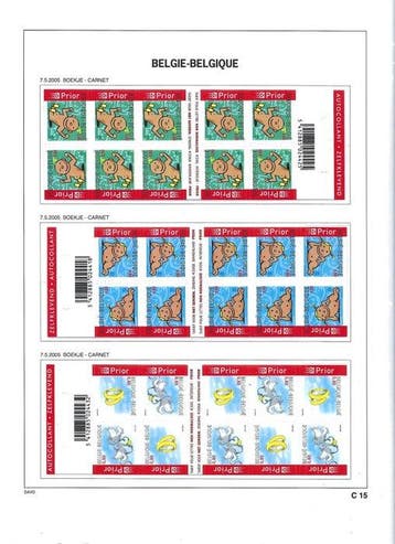 Belgique 2005 - Les carnets de timbres selon les feuilles
