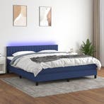 vidaXL Boxspring met matras en LED stof blauw 160x200 cm, Verzenden