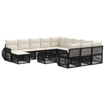 vidaXL Tuinbank Set 13 pcs Zwart poly rattan, Verzenden, Nieuw