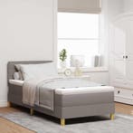 vidaXL LED Box Spring Bed met hoofdeinde Taupe 80 x 200 cm, Verzenden