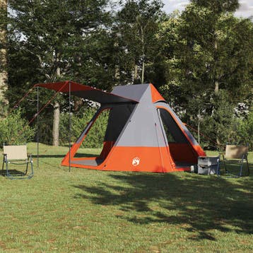 vidaXL Camping Tent 10-persoons Waterdicht Grijs en Oranje, Verzenden, Nieuw