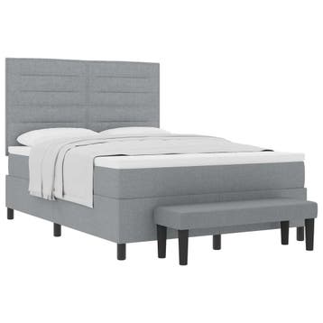 vidaXL Boxspring bed met hoofdeinde Lichtgrijs 140 x 190 cm, Verzenden, Nieuw