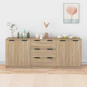 vidaXL 3-delige Dressoirs bewerkt hout sonoma eiken, Verzenden
