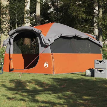 vidaXL Tunneltent 6-persoons waterbestendig grijs en oranje, Verzenden