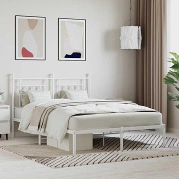 vidaXL Bedframe met hoofdbord metaal wit 140x200 cm, Verzenden