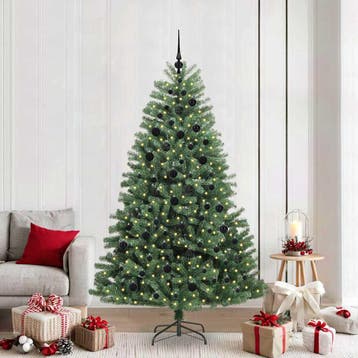 vidaXL Kunstmatige Hinged Kerstboom Groen 210 cm PVC en, Diversen, Kerst, Verzenden, Nieuw