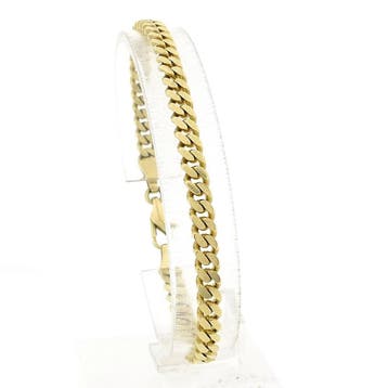 Gouden gourmet schakelarmband; 14 karaat; 20 cm, Ophalen of Verzenden, Gebruikt, Goud, Goud