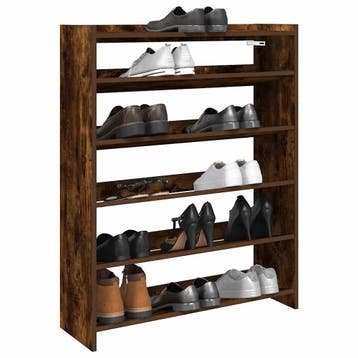 vidaXL Schoenenrek 80x25x100 cm bewerkt hout gerookt, Verzenden