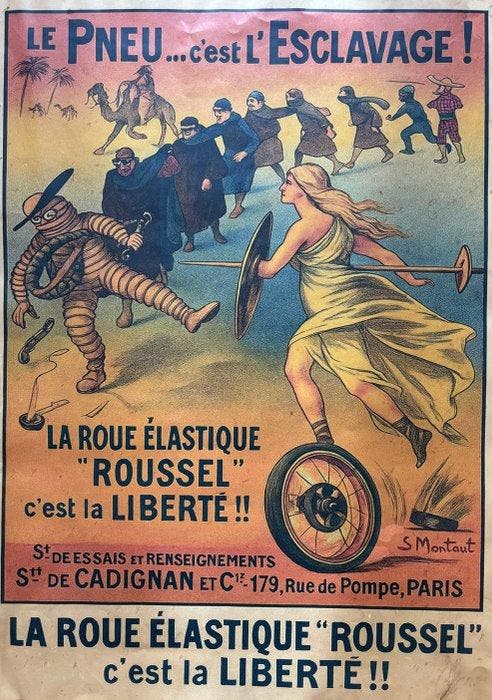 Montaut - La Roue Élastique “Roussel” c’est la Liberté!! -, Antiquités & Art, Art | Dessins & Photographie