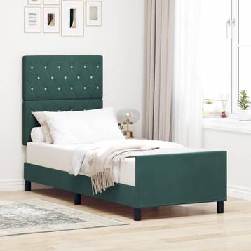 vidaXL Boxspring bed met hoofdeinde Donkergroen 80 x 200 cm, Huis en Inrichting, Verzenden, Nieuw