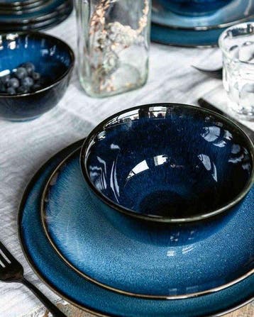 vtwonen - Kommen - Donkerblauw - Porselein - Ø 15.5cm 3 s.., Verzenden
