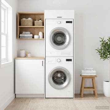 vidaXL Wasmachinekast met opslag Wit 67,5 x 68 x 200 cm, Huis en Inrichting, Kasten | Overige, Verzenden, Nieuw