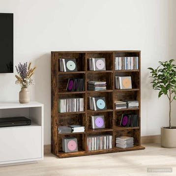 vidaXL CD Kast Gerookt eiken 96 x 23,5 x 97,5 cm Bewerkt, Verzenden