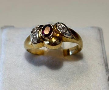 Bague - 18 carats Or jaune, Or blanc Rubis - Diamant