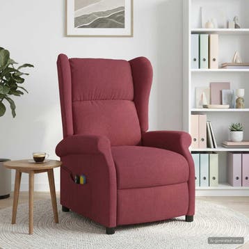 vidaXL Wingback elektrische massage relaxstoel Wijnrood Stof, Verzenden