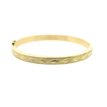 Gouden slavenarmband met gravures; Maat M/L, Handtassen en Accessoires, Armbanden, Ophalen of Verzenden, Gebruikt, Goud, Goud
