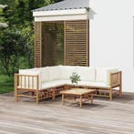 vidaXL 6-delige Loungeset met kussens bamboe crèmewit, Verzenden, Loungeset