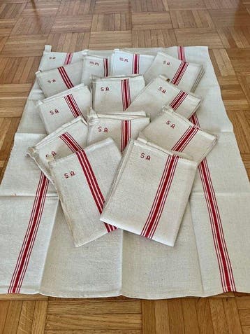 Handdoek (12) - 77 cm - 54 cm - 12 linnen theedoeken