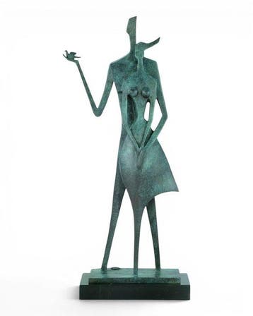 Césaro - Sculpture, Couple with Dove - 46 cm - Bronze,, Antiek en Kunst