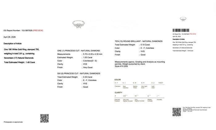 Ring - 18 karaat Witgoud - 1.48ct. tw. Diamant (Natuurlijk), Bijoux, Sacs & Beauté, Bagues