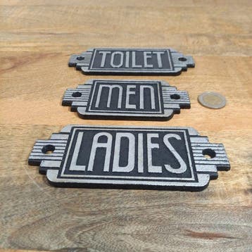 Panneaux des toilettes : Toilettes, Hommes, Femmes - Plaque