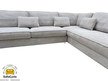 Hoekzetel beige in ribstof, hoek R – overstock, Verzenden
