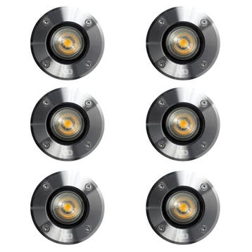 Grondspots Grondspot LED Ø11 Rond RVS set (6-stuks), Verzenden, Nieuw