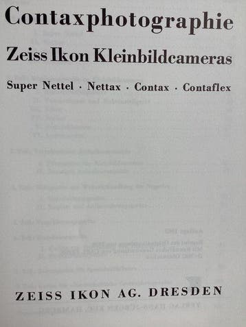 Zeiss Ikon AG - Contaxphotographie Catalogus Reprint | -, Nieuw