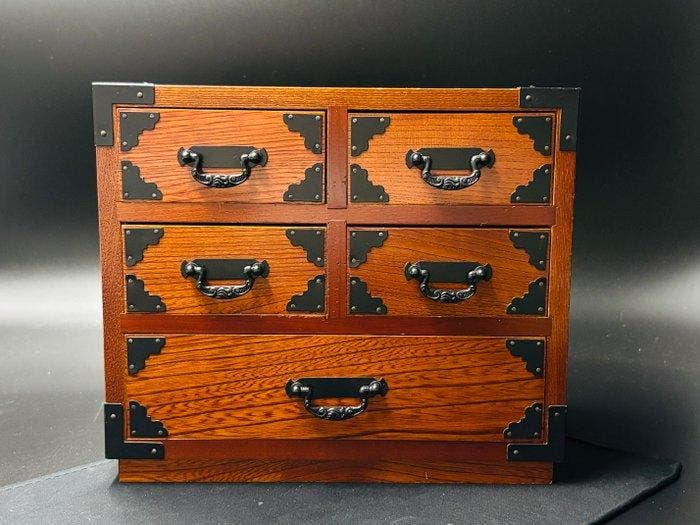 Kabinet - Lindehout - Japan - Keyaki-Kogei Miniature, Antiek en Kunst, Antiek | Overige Antiek