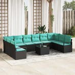 vidaXL Bankstel met kussen 11 pcs Zwart poly rattan, Verzenden