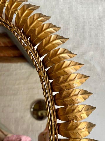 Wandspiegel - Metaal - Grote Zonnespiegel - 75 cm, Antiek en Kunst