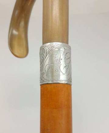 Wandelstok - met monogram - .925 zilver - Londen 1913 -