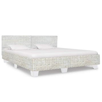vidaXL Bedframe natuurlijk rattan grijs 180x200 cm, Huis en Inrichting, Slaapkamer | Bedden, Verzenden, Nieuw