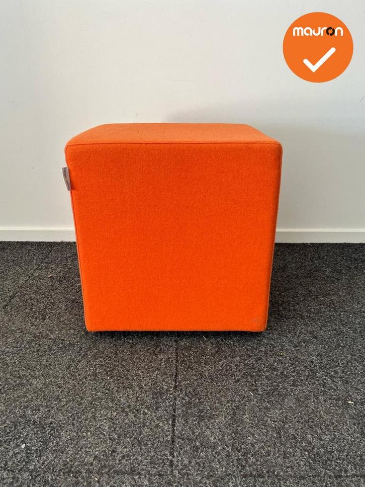 Rohde & Grahl - Poef - met wielen - 47.5x45x45cm - Oranje, Articles professionnels, Aménagement de Bureau & Magasin | Mobilier de bureau & Aménagement