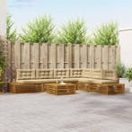 vidaXL Buiten bank set met kussen 7 Stuk Natuurlijk en Beige, Verzenden, Nieuw