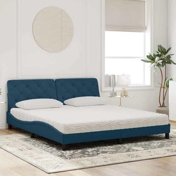 vidaXL Bed met matras fluweel blauw 180x200 cm, Verzenden, Nieuw