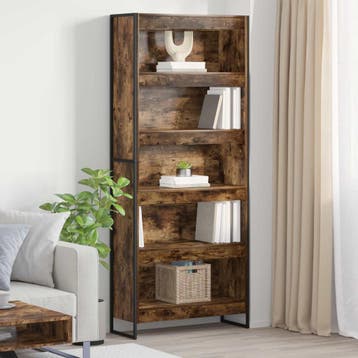 vidaXL Boekenkast 80 x 30 x 189,5 cm Bewerkt hout Rook Eik, Huis en Inrichting, Verzenden, Nieuw